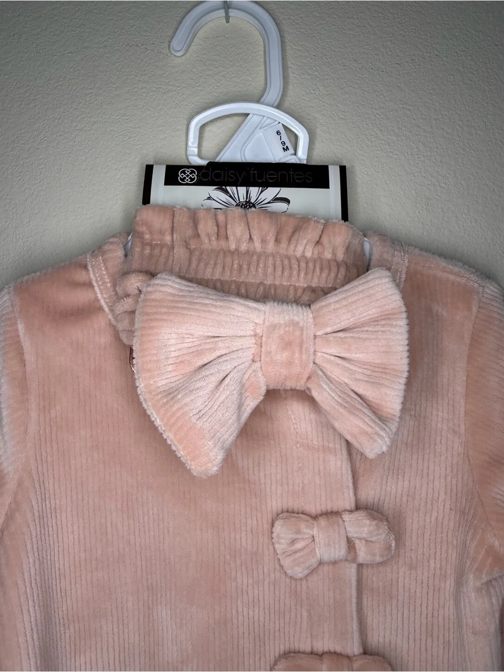 Baby Two-Piece Pink Bow Corduroy Pajama Set